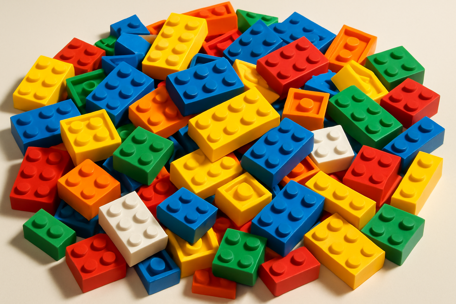 Create an image of loads of Lego tiles in a pile